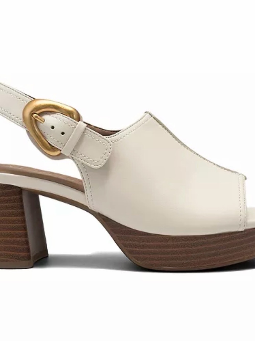 NIB Aerosoles Cream Slingback Platform Sandal with Gold Buckle